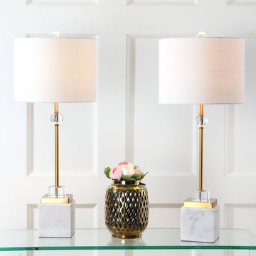 Dawson 30" Marble/Crystal LED Table Lamp - JONATHAN Y